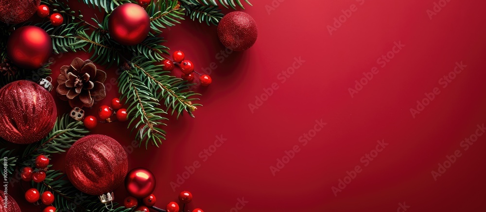 Poster red background christmas greeting card with copy space image