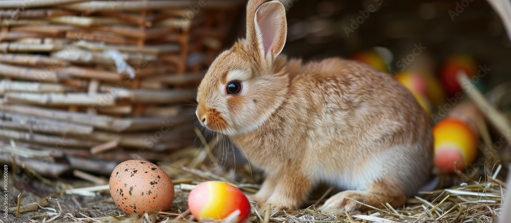 Poster easter bunny a delightful new baby rabbit with an endearing charm perfect for a copy space image