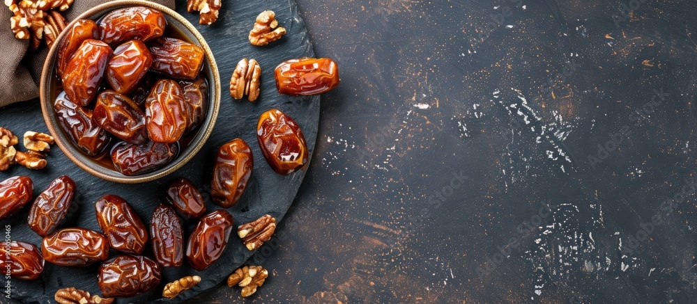 Aufkleber top down view of delicious homemade arabic date marmalade with ample copy space image available