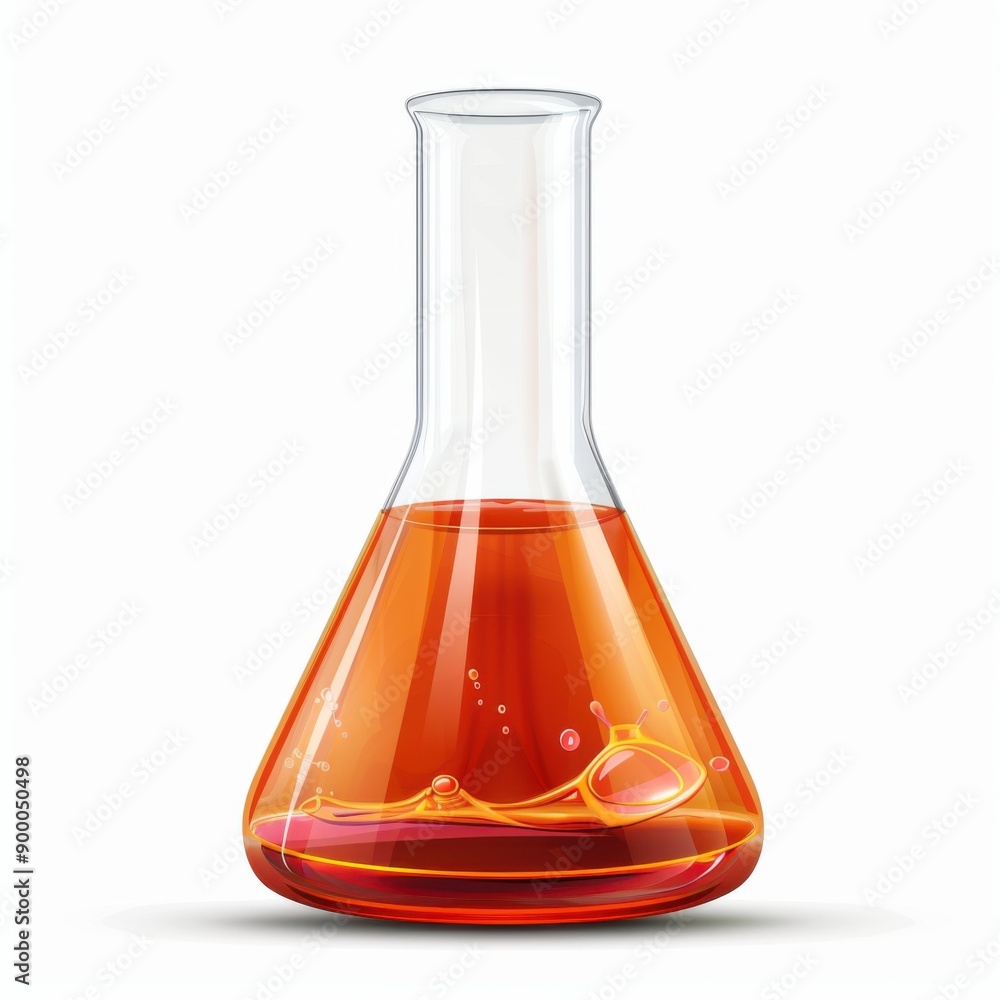 Poster laboratory flask with chemicals and science equipment on white background - photorealistic transpare