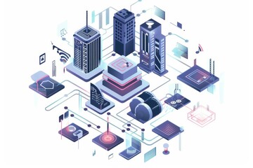 Fototapeta premium Conceptual Technology Flat Illustration created with Generative AI