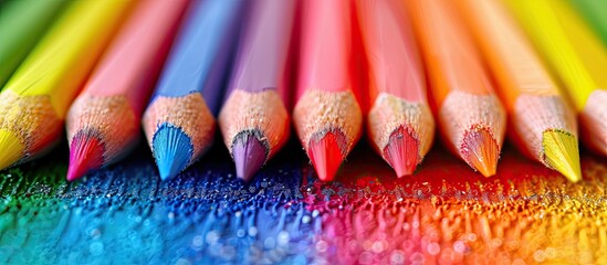 Obraz premium Colorful drawing tool with a wide range of hues and shades often utilized by children and artists perfect for filling a copy space image