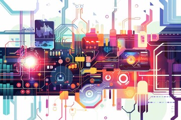 Conceptual Technology Flat Illustration created with Generative AI