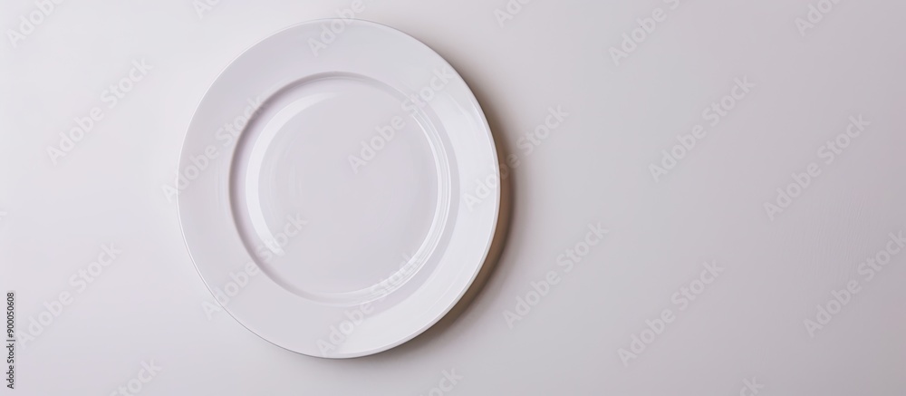 Leinwandbilder top view of an unblemished plate on a white backdrop with copy space image
