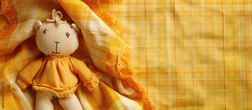 Poster background of orange flannel layered over yellow flannel with flannel fabric used for sewing and cre