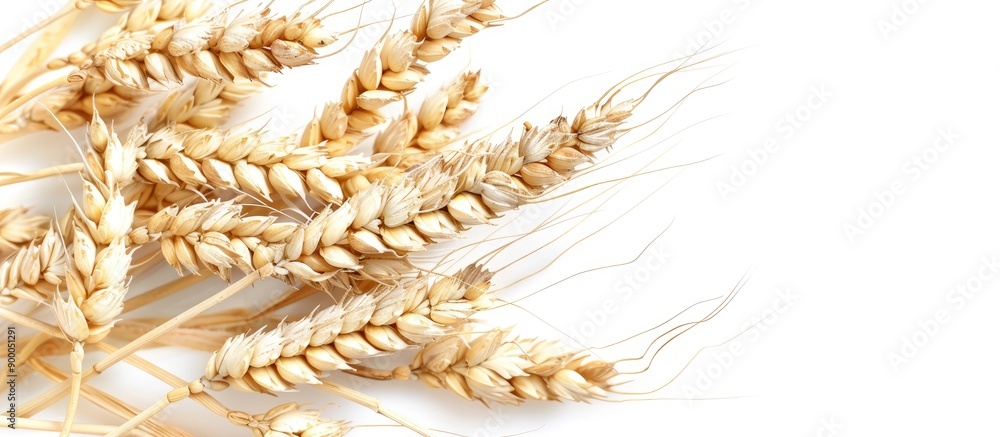 Leinwandbilder isolated wheat spikelets on a white backdrop with selective focus ideal for food related designs pro