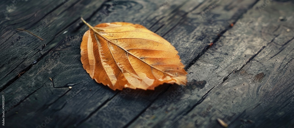 Poster dry leaf on the table showcasing copy space image