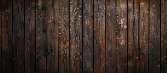 Fototapeta premium Texture of rich dark brown wood panels providing a background for text with ample copy space image available