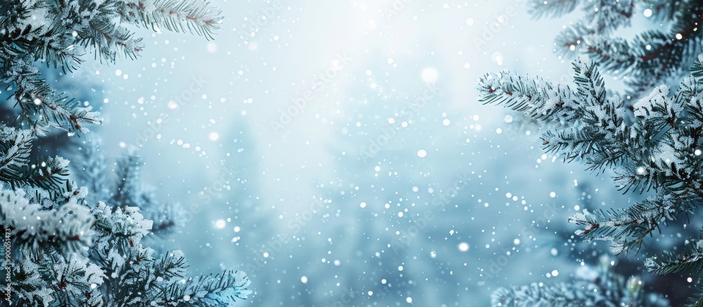 Aufkleber Winter themed background texture with snowy pattern design on a photo with copy space image