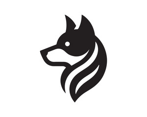 Obraz premium Dog logo design icon symbol vector illustration. Dog head icon symbol vector. Silhouette simple. Animal logo.