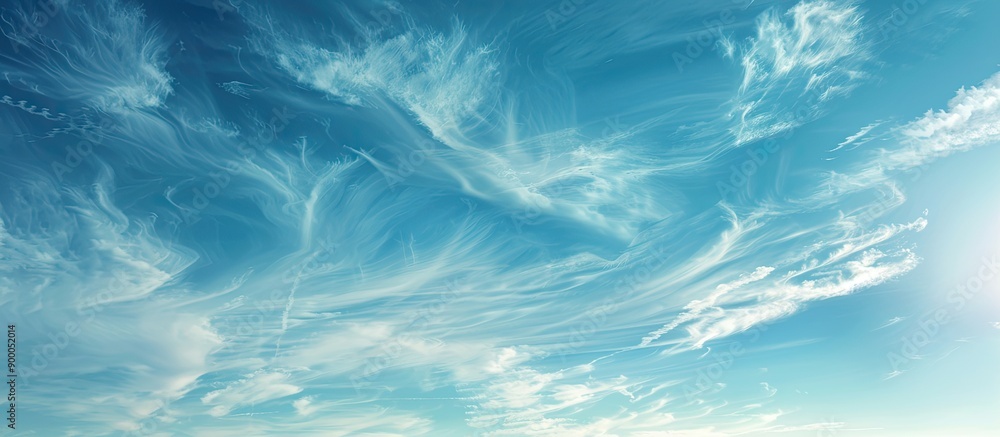 Aufkleber a serene scene of clear blue skies with wispy white clouds peacefully drifting in the airy atmospher