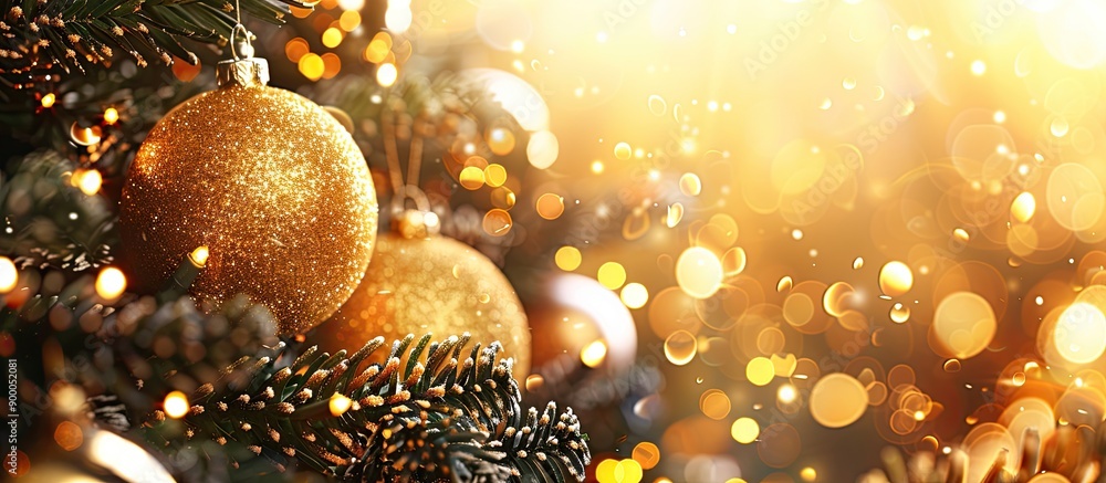 Poster festive background for christmas or new year with a golden theme and room for a copy space image