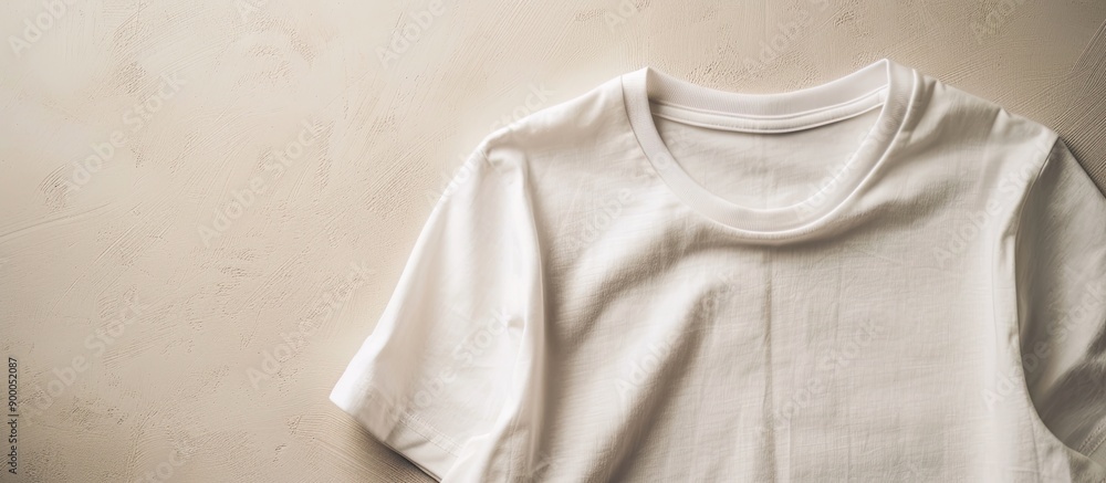 Fototapete Mockup of a white t shirt with space for content insertion in the image. with copy space image. Place for adding text or design