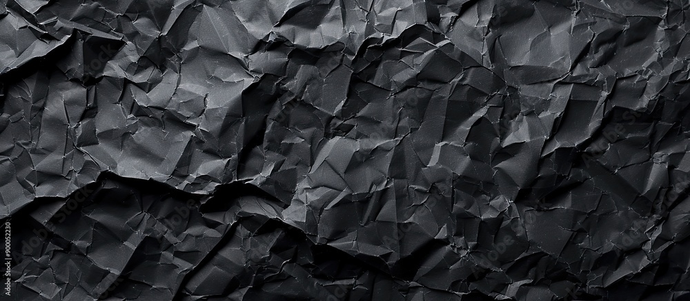 Poster crumpled black paper textures providing a copy space image