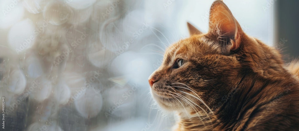 Poster A cat is on a white surface providing ample copy space image