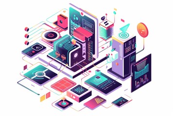 Fototapeta premium Conceptual Technology Flat Illustration created with Generative AI
