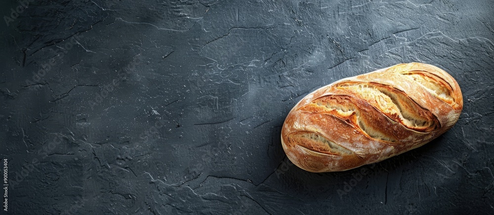 Poster loaf of bread positioned on a dark surface with ample copy space image