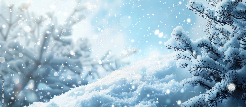 Aufkleber symbolic winter background with snow ideal for text or lettering with a focused copy space image