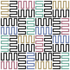 Geometric Symphony: A Vibrant Tapestry of Interlocking Lines and Colors