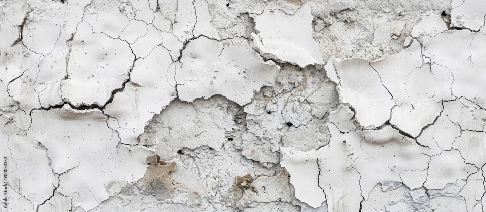 Aufkleber close up abstract image of a cracked white rough cement or concrete wall texture background provides