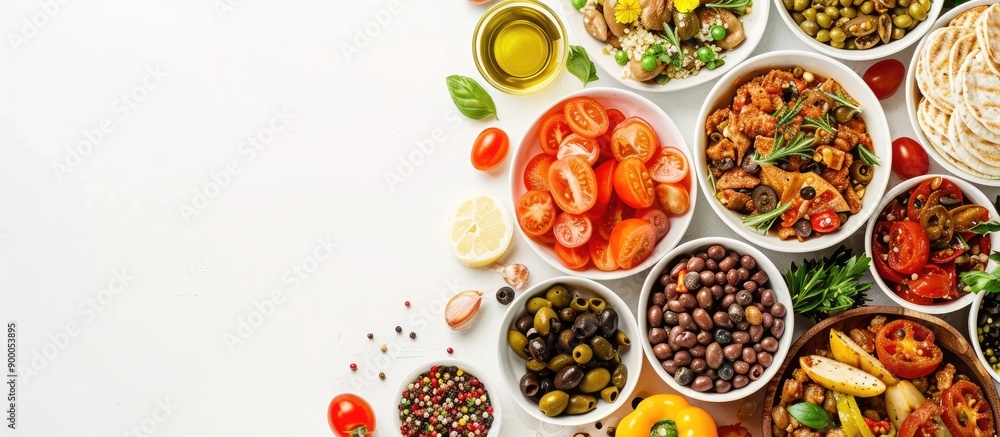 Poster Food item typically used as a staple in a variety of dishes with a blank area in an image for text or other elements. with copy space image. Place for adding text or design