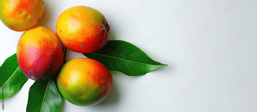 Poster mango on a white backdrop with copy space image available