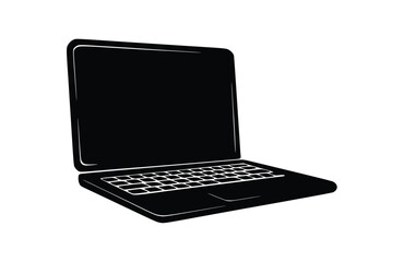 Laptop black icon isolated on white background. Vector illustration.