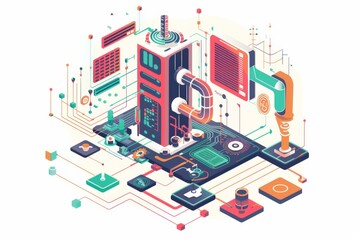 Fototapeta premium Conceptual Technology Flat Illustration created with Generative AI