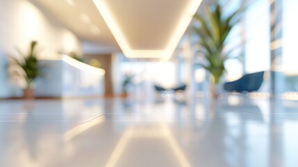 blurred office lobby entrance building background, defocus luxury clinic hospital corridor, modern hotel reception hall interior