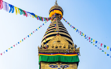 Landscape view of Soyambhunath stupa in Kathmandu, Nepal.