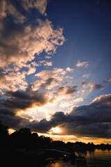 sunset in the sky, Colorful Cloudscape, Ethereal Light, Dramatic Sky