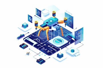 Conceptual Technology Flat Illustration created with Generative AI