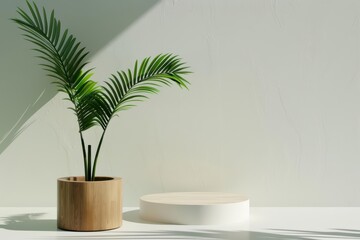 The ecoconscious event podium style embraces a green approach with sustainable materials, sunlight filtering through its environmentallyfriendly design, banner, with copy space