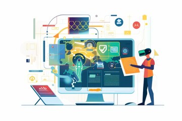 Conceptual Technology Flat Illustration created with Generative AI