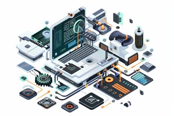 Fototapeta premium Conceptual Technology Flat Illustration created with Generative AI