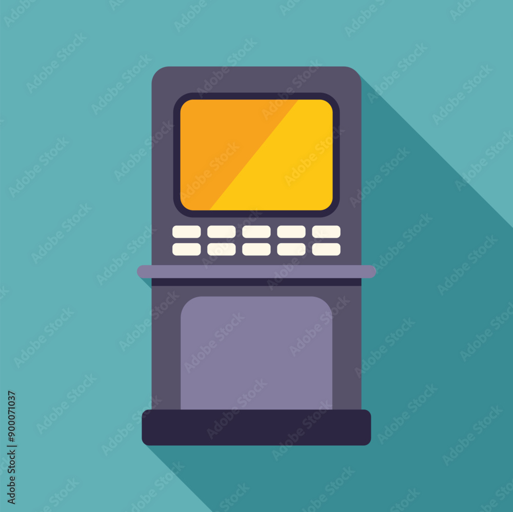 Poster retro arcade game with blank screen and buttons for control, inviting players to enjoy a nostalgic g