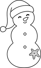 Beach summer sand snowman outline vector.
Christmas Beach sand Snowman coloring page vector.
Christmas sand snowman isolated  black line svg.