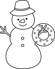 Beach summer sand snowman outline vector.
Christmas Beach sand Snowman coloring page vector.
Christmas sand snowman isolated  black line svg.