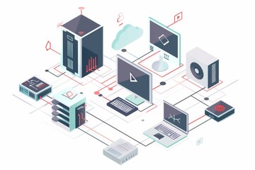 Conceptual Technology Flat Illustration created with Generative AI