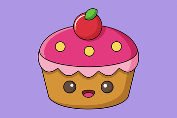 Sweet cake cartoon vector art illustration
