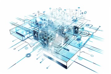 Fototapeta premium Conceptual Technology Flat Illustration created with Generative AI
