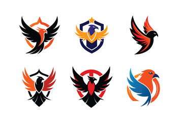 Logo sets of Ababil bird, labeled vector art design illustration.