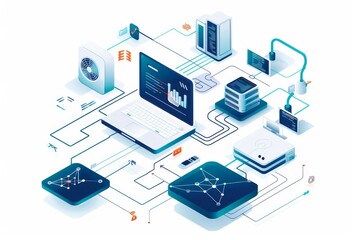 Obraz premium Conceptual Technology Flat Illustration created with Generative AI