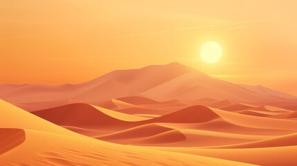 Desert landscape with scorching temperatures and bright sun, nature, heat,