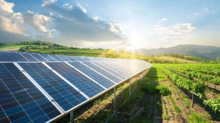 Community solar project with people installing panels, collaboration, green energy,