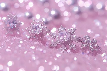 Pink glitter and sparkles in a close up showcasing a festive and magical atmosphere with a soft focus background