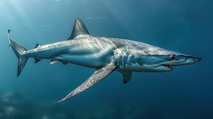 Obraz premium a shark swimming in the ocean with its mouth open