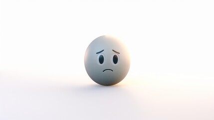 Fototapeta premium A light grey to dark grey gradient emoji with a neutral expression, looking straight ahead, set against a white backdrop, representing balance and moderation