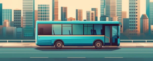Obraz premium Electric bus on a city street, public transportation, ecofriendly,