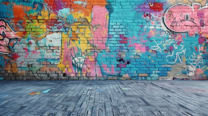 Obraz premium Graffiti Art : Urban street wall covered in vibrant graffiti and street art